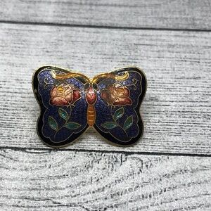 Vintage cloisonne butterfly scarf holder statement